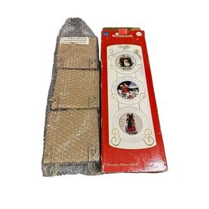 santas work bench vintage plate set with hanging rack nostalgic christmas decor